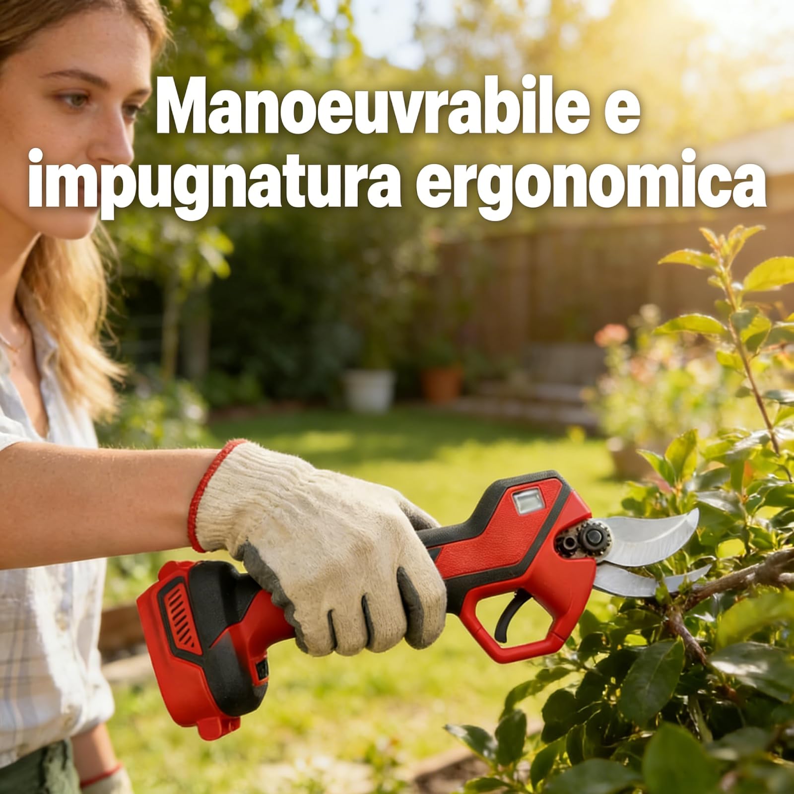 Cesoie elettriche senza fili 40 mm, cesoie professionali a batteria con 2 batterie ​ 1500 mAh e motore brushless ​ 600 W, forbici elettriche con display LCD, per alberi e alberi ​ frutto