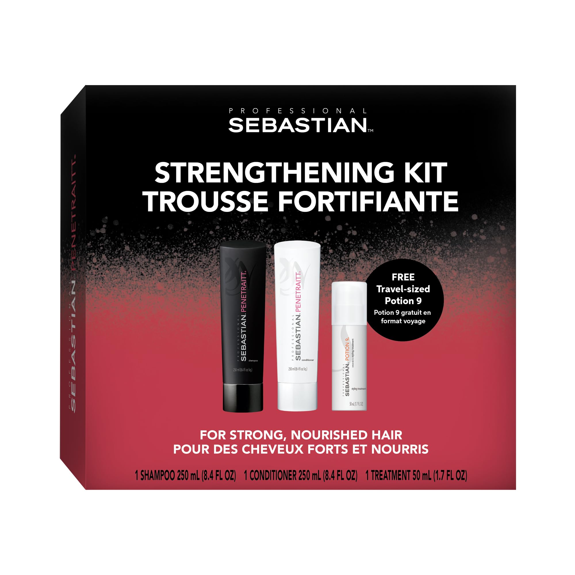 Sebastian Professional Shampoo, Conditioner 8.4 fl oz & Trial Size Potion 9 Leave-in Styling Treatment, 1.7 fl oz