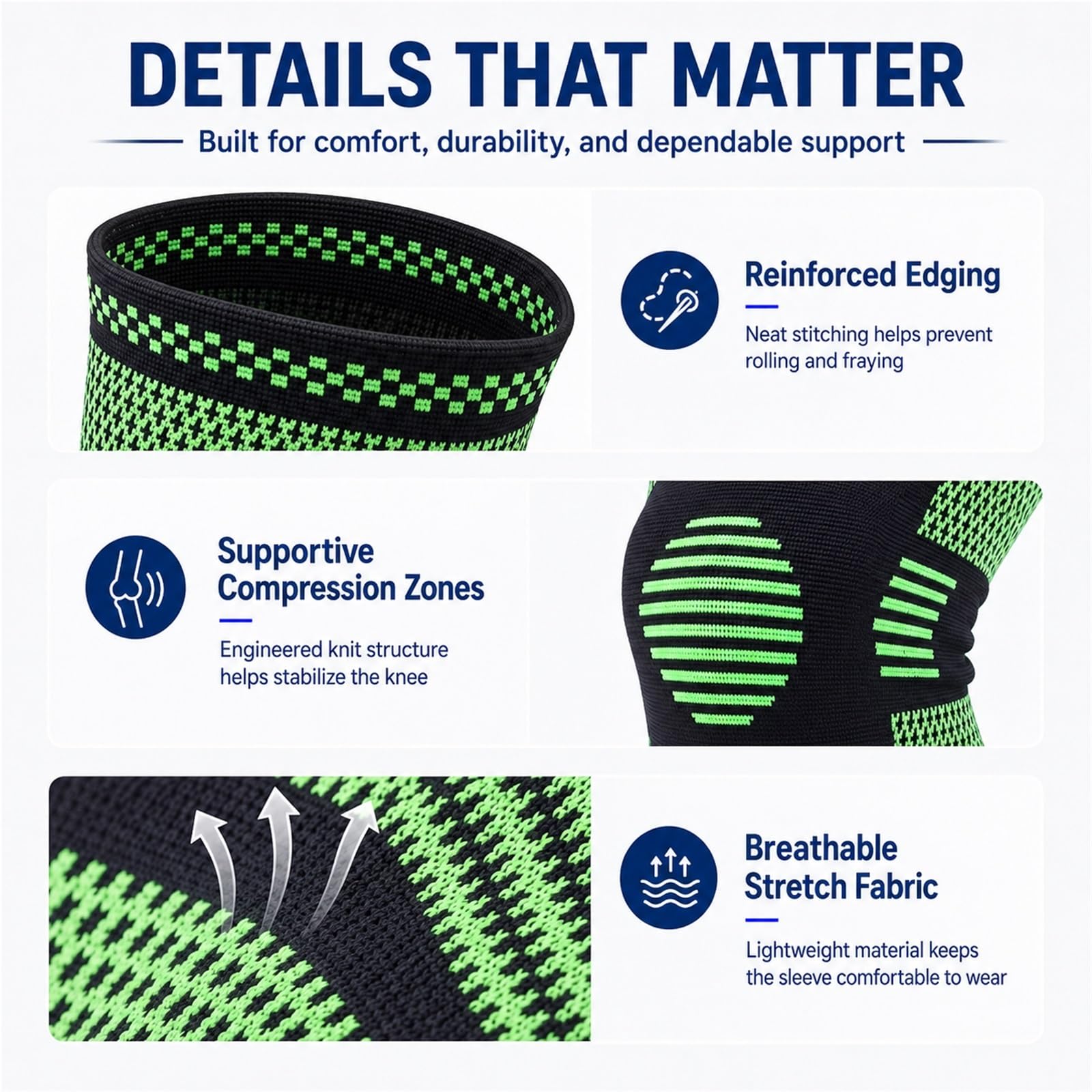 Kniebandage mit Kompressionsfunktion für Damen und Herren, Gelpolster für die Kniescheibe und Seitenstabilisatoren, professionelle Knieorthese bei Meniskusriss, Kreuzbandriss, Arthritis, Laufen,