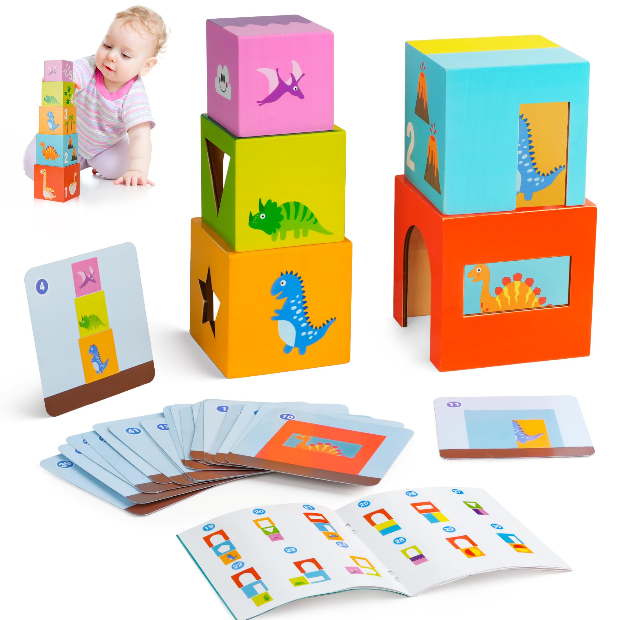 Montessori Holzpuzzle Für Kinder 3–5 Jahre – 16 Teile & 6 Vorlagen – Lernspielzeug Für Farben & Formen