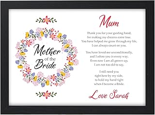 PERSONALISED Mother of the Bride Poem Keepsake Gift - Thank You Presents for Mother of the Bride - Wedding Day Gifts for Mum, Mam, Nanny, Mummy - Wedding Gifts from Daughter, Bride