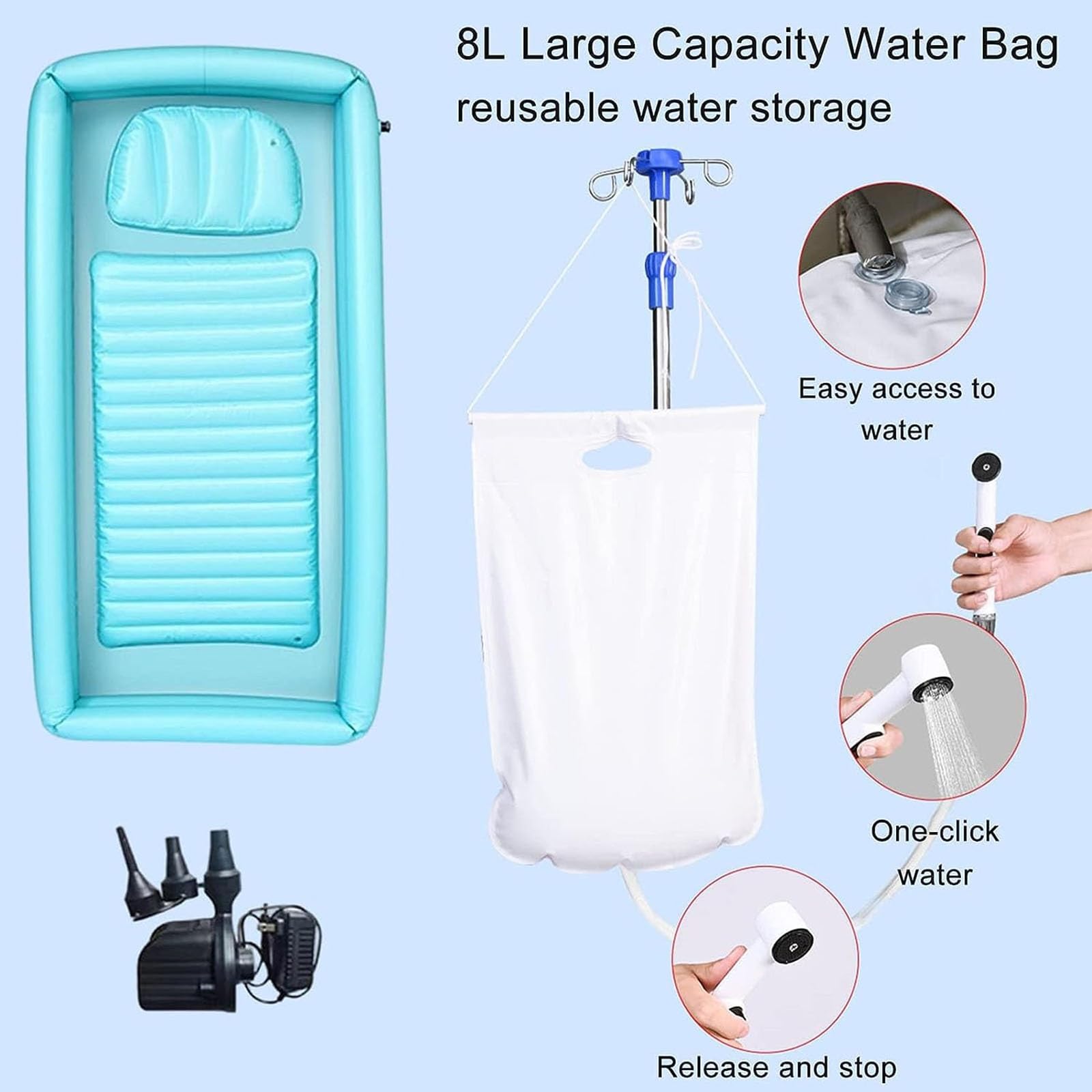 Vasca Ghiaccio Gonfiabile | 80x80 Cm | Per Crioterapia | Con Copertura Isolante | Per Recupero Sportivo - Foto 2