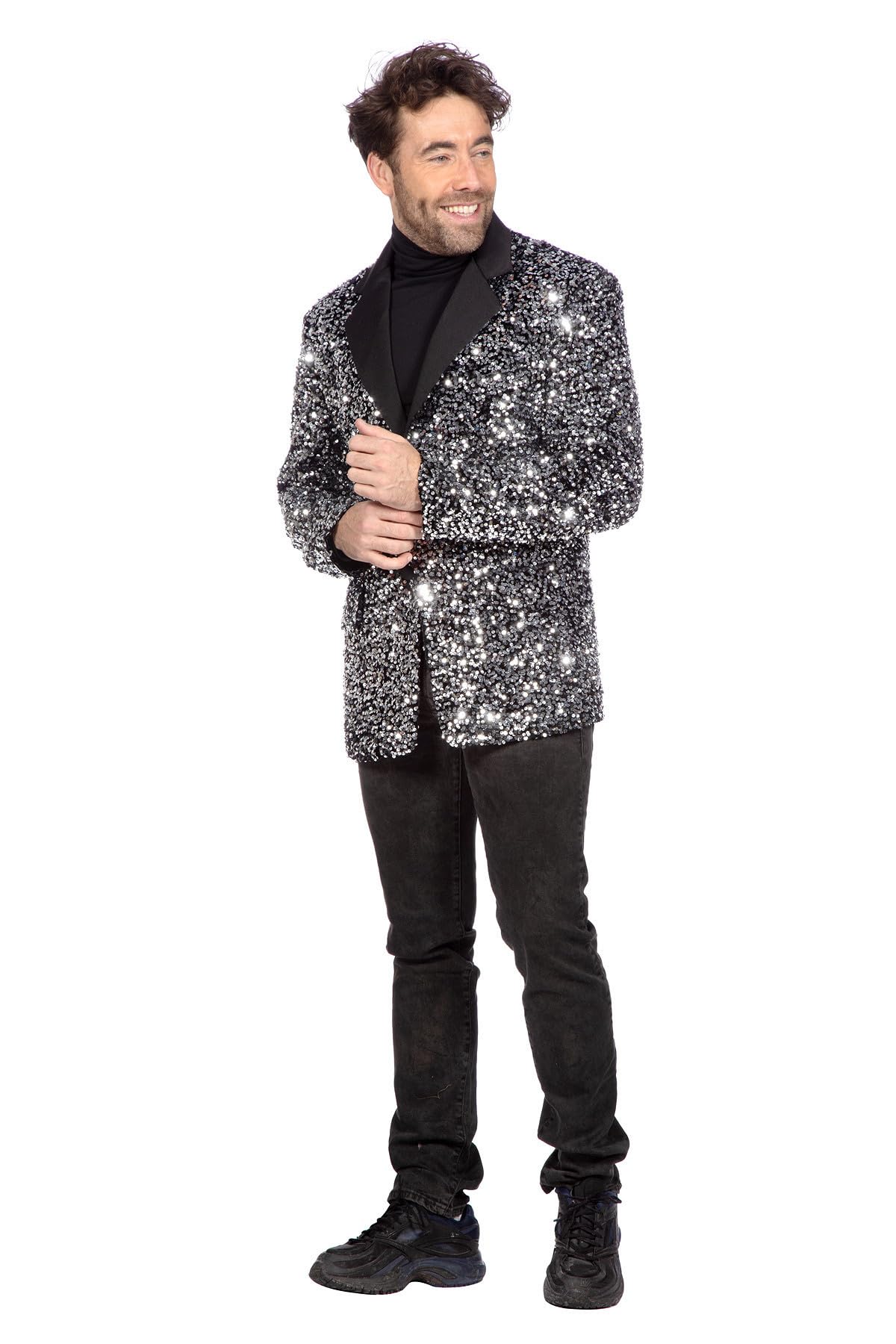 WILBERS & WILBERS 330520 Men's Sequin Jacket, Glitter Blazer with Pockets, Sequin Jacket for Carnival, Festival, New Year's Eve