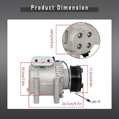 Miniatura 6 de Compresor de CA con embrague de repuesto para Trailblazer Envoy Rainier Ascender Bravada 9-7x 2002-2009 Reemplazo para CO 4910AC