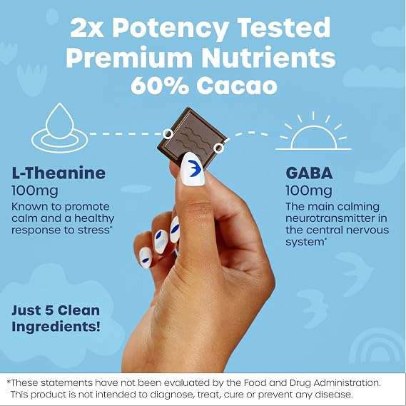Fx Chocolate Exhale - Relaxing Chocolate Supplement to Support Calm + Stress Response - Sugar Free Cacao with 100mg GABA + 100mg L-Theanine - Keto Dark Chocolate - Vegan + Non-GMO (30 Pieces)