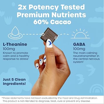 Fx Chocolate Exhale - Relaxing Chocolate Supplement to Support Calm + Stress Response - Sugar Free Cacao with 100mg GABA + 100mg L-Theanine - Keto Dark Chocolate - Vegan + Non-GMO (30 Pieces)