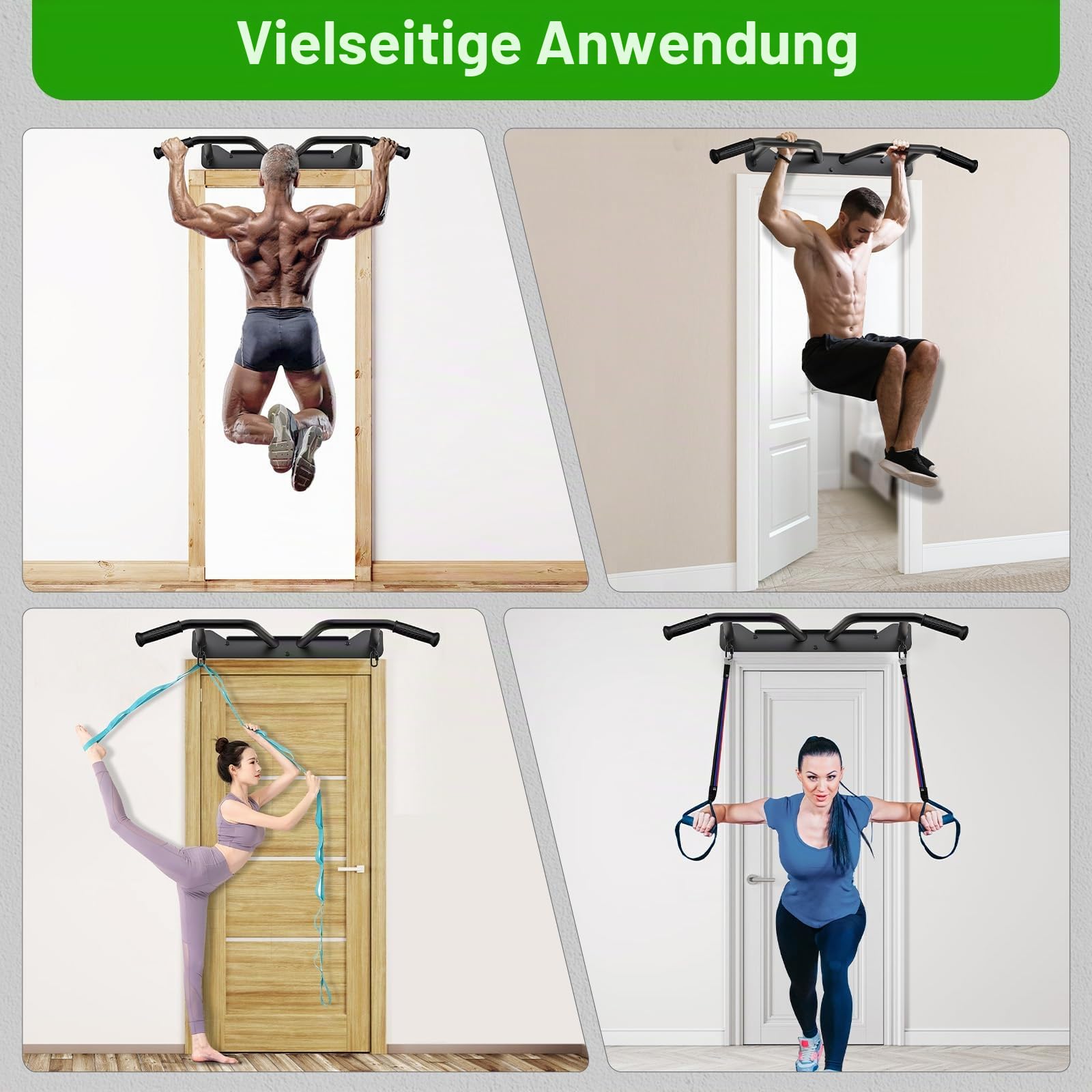 SELEWARE klimmzugstange türrahmen klimzugststange wand - Wandmontage Latzugstangen Home Gym Workout Ausrüstung mit Widerstandsband Haken