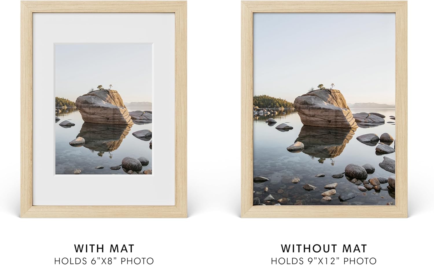 HAUS AND HUES 9x12 Picture Frame with Real Glass and Natural American Oak Matted to 6x8 - Oak 9x12 Frame Wood - Includes Vertical & Horizontal Hang - Ideal for Home, Office (9x12 in, Natural) - Image 4