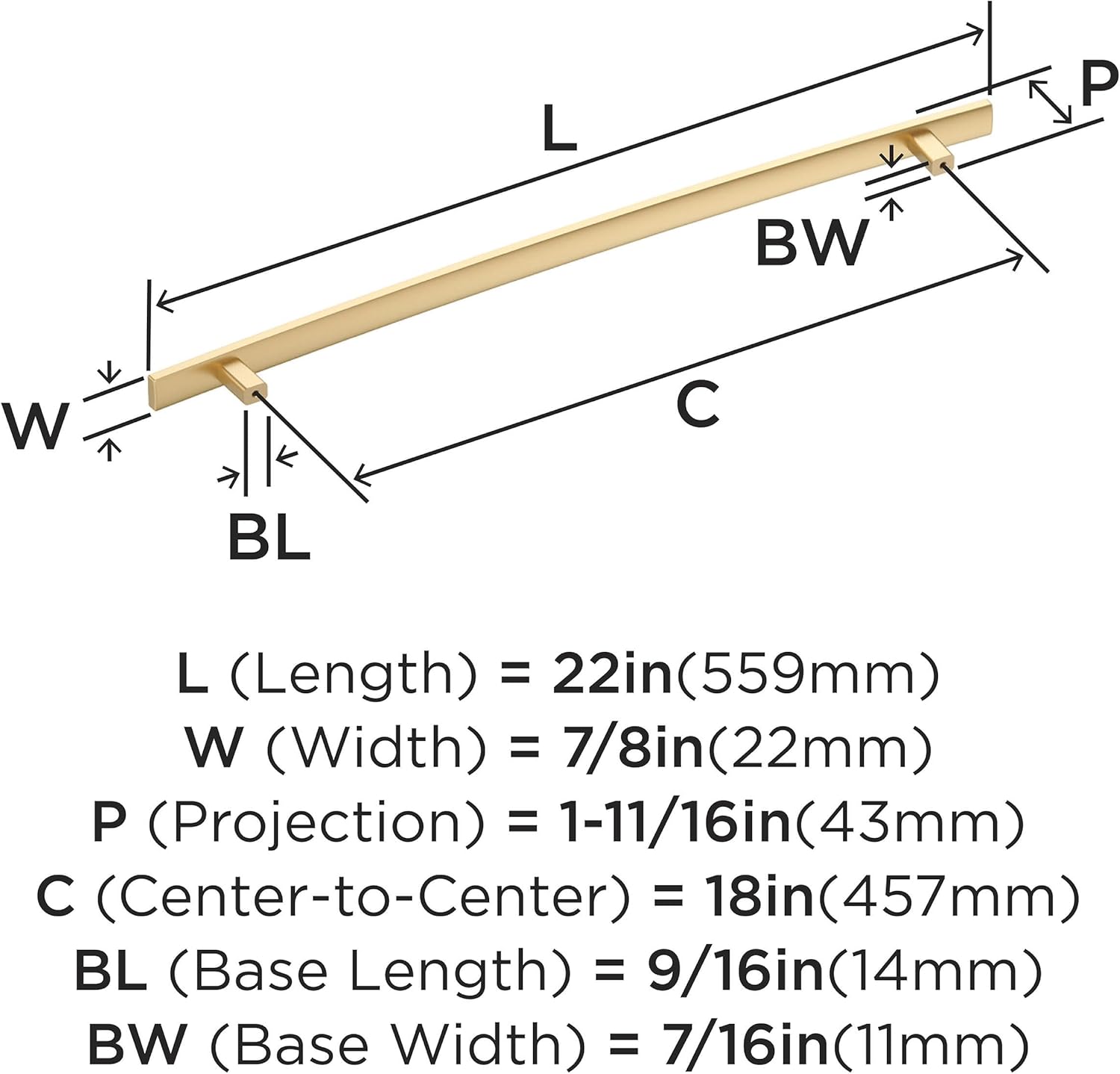 Amerock BP26207CZ | Cyprus 18 inch (457mm) Center-to-Center Champagne Bronze Appliance Pull | Kitchen Cabinet Hardware | Furniture Hardware | Drawer Handle