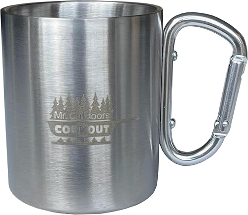 King Kooker Mr. Outdoors Cookout - Taza de campamento de acero inoxidable con doble aislamiento con asa de mosquetĂłn para caminatas, camping, caza, King Kooker Mr. Outdoors Cookout - Taza de campamento de acero inoxidable con doble aislamiento con asa de mosquetĂłn para caminatas, camping, caza,