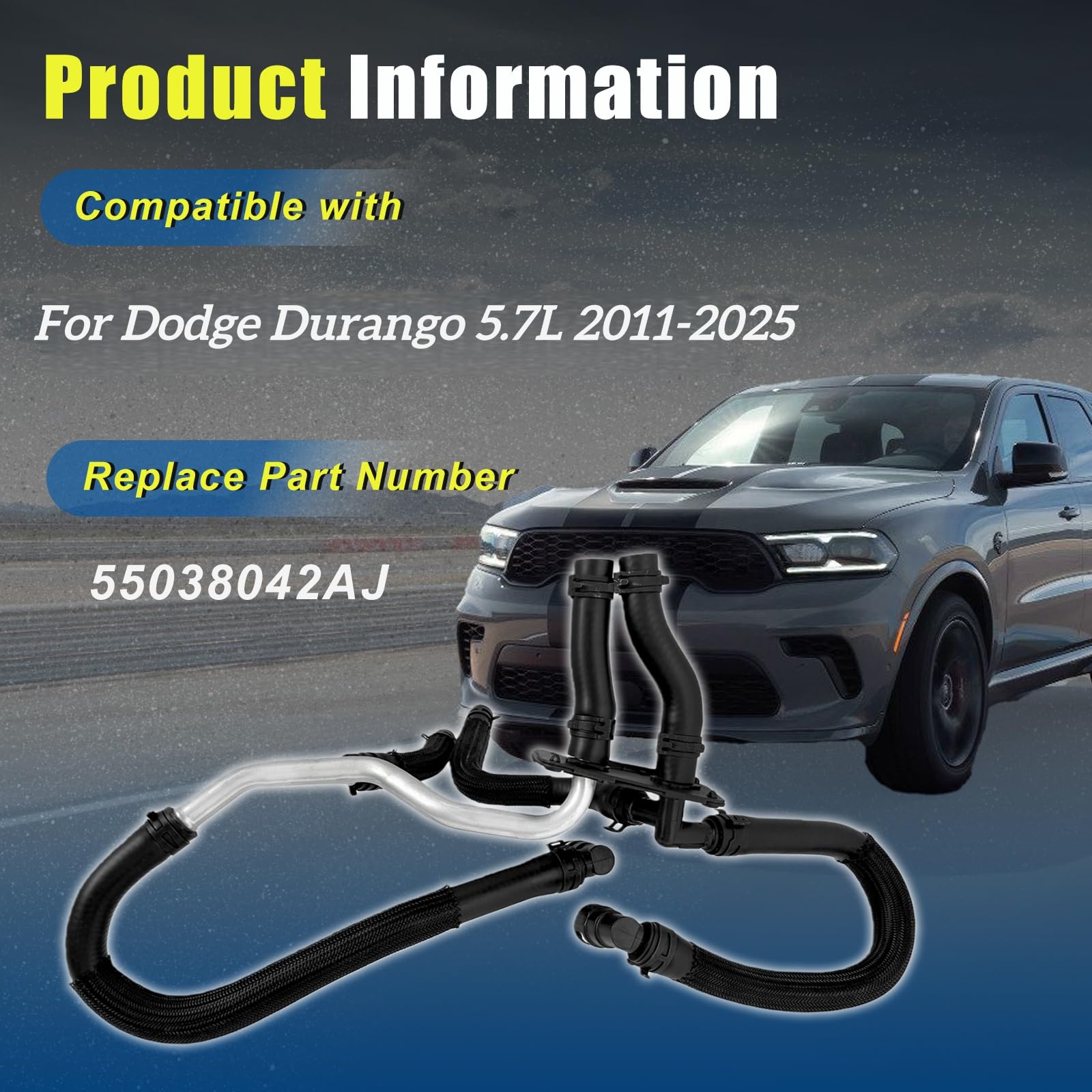 55038042AJ Heizungsschlauch-Set passend für Dodge Durango 5,7 l 2011–2025 Heizungsversorgungs- und Rücklaufschlauch und Schlauch