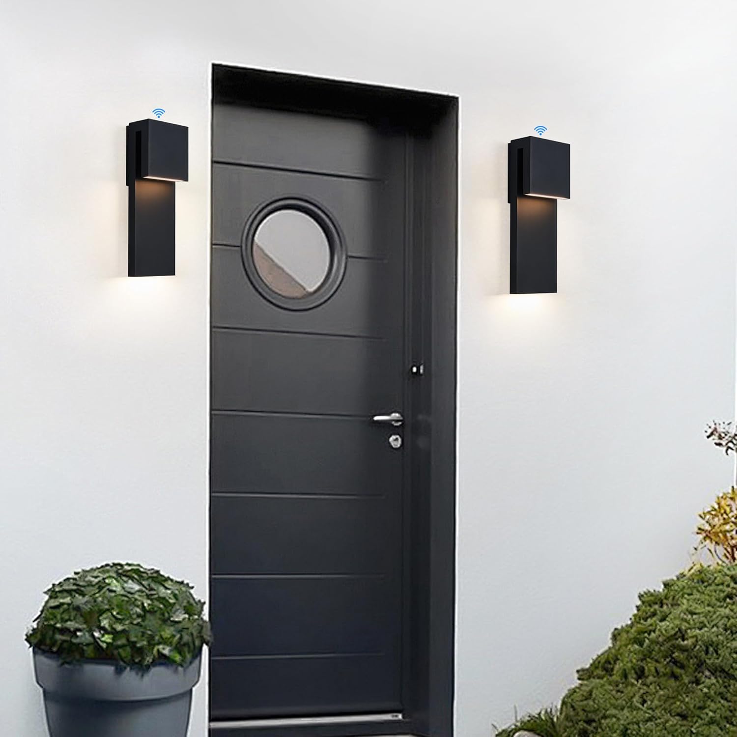 Tarentlight Dusk to Dawn Outdoor Lighting Fixture Wall Mount,Modern Integrated LED 2-Light 17W, Exterior Sensor Front Porch Light,Textured Black,Anti Rust Outside Wall Lights for House,Doorway,Garage