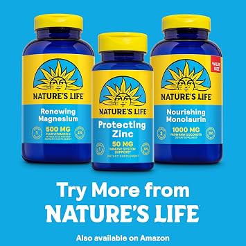 NATURE'S LIFE Protecting Zinc 50mg with 2.5mg Copper - Chelated Zinc Supplement for Immune Support, Bone Health, Muscle Function and Heart Health Support, 100 Servings, 100 Tablets