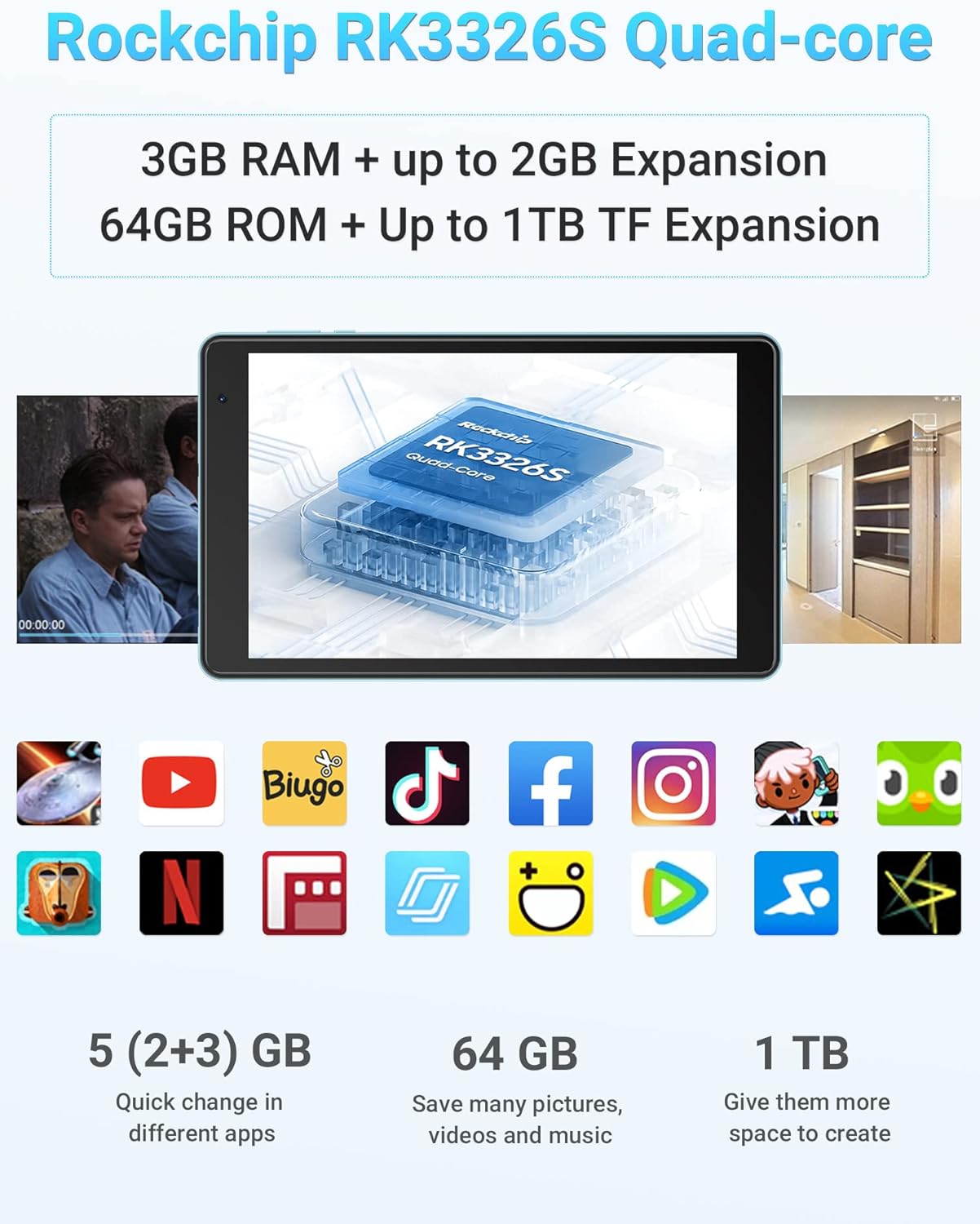 Blackview Tab 5 Tablet Android 12 Tablet 8 Pollici, Quad-core 5GB RAM+64GB ROM(1TB TF), Batteria 5580mAh, Fotocamera 0.3MP+2MP, 1280 * 800, WIFI Bluetooth Type-C Dual Box Speakers OTG Grigio Blackview Tab 5 Tablet Android 12 Tablet 8 Pollici, Quad-core 5GB RAM+64GB ROM(1TB TF), Batteria 5580mAh, Fotocamera 0.3MP+2MP, 1280 * 800, WIFI Bluetooth Type-C Dual Box Speakers OTG Grigio