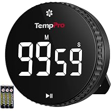 TempPro Digital Kitchen Timer, Magnetic Countdown Timer with Easy-Twist Knob, Loud Alarm & Silent Mode, Large LED Display, Cooking Timers for Classroom, Teachers, Kids & Seniors Previously ThermoPro