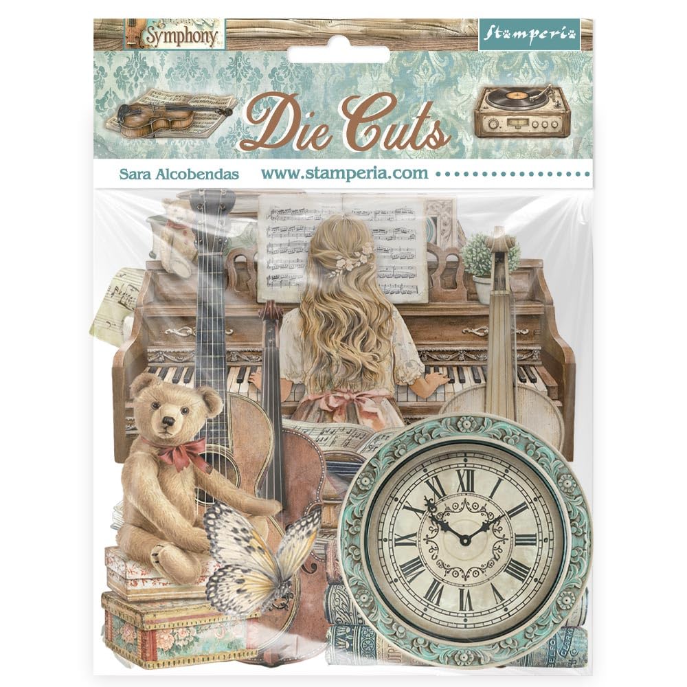 Stamperia - The Cuts for Scrapbooks, Albums, Cards, Bullet Journals and More, Laser Cut Cardboard Shapes, Easy to Glue, Perfect for Hobbies, Crafts, and Gifting (Symphony) (Assorted)