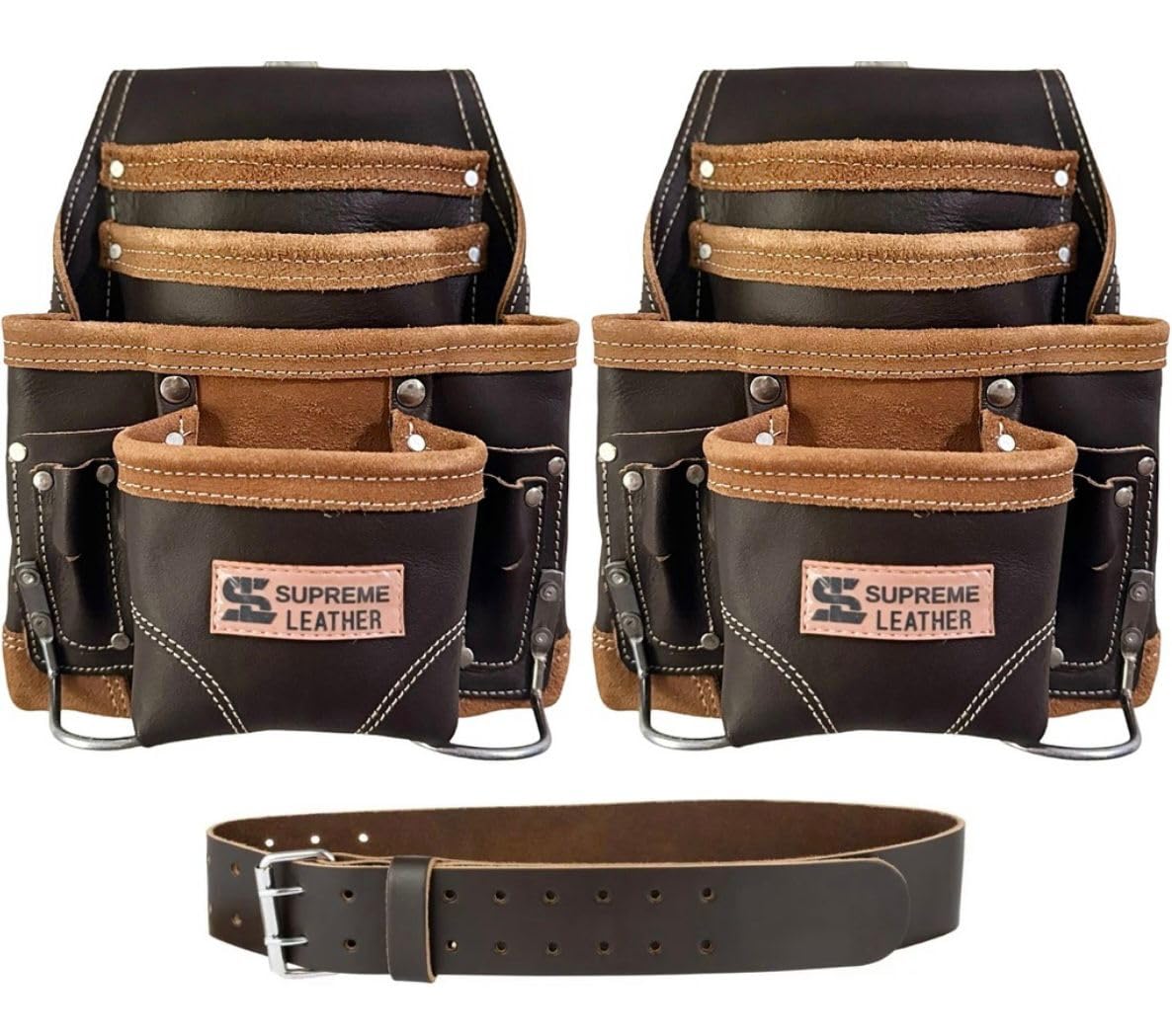 Professional Leather Tool Bag, Top-Grain Leather, Organizer, Protects Tools, Enhances Work Efficiency