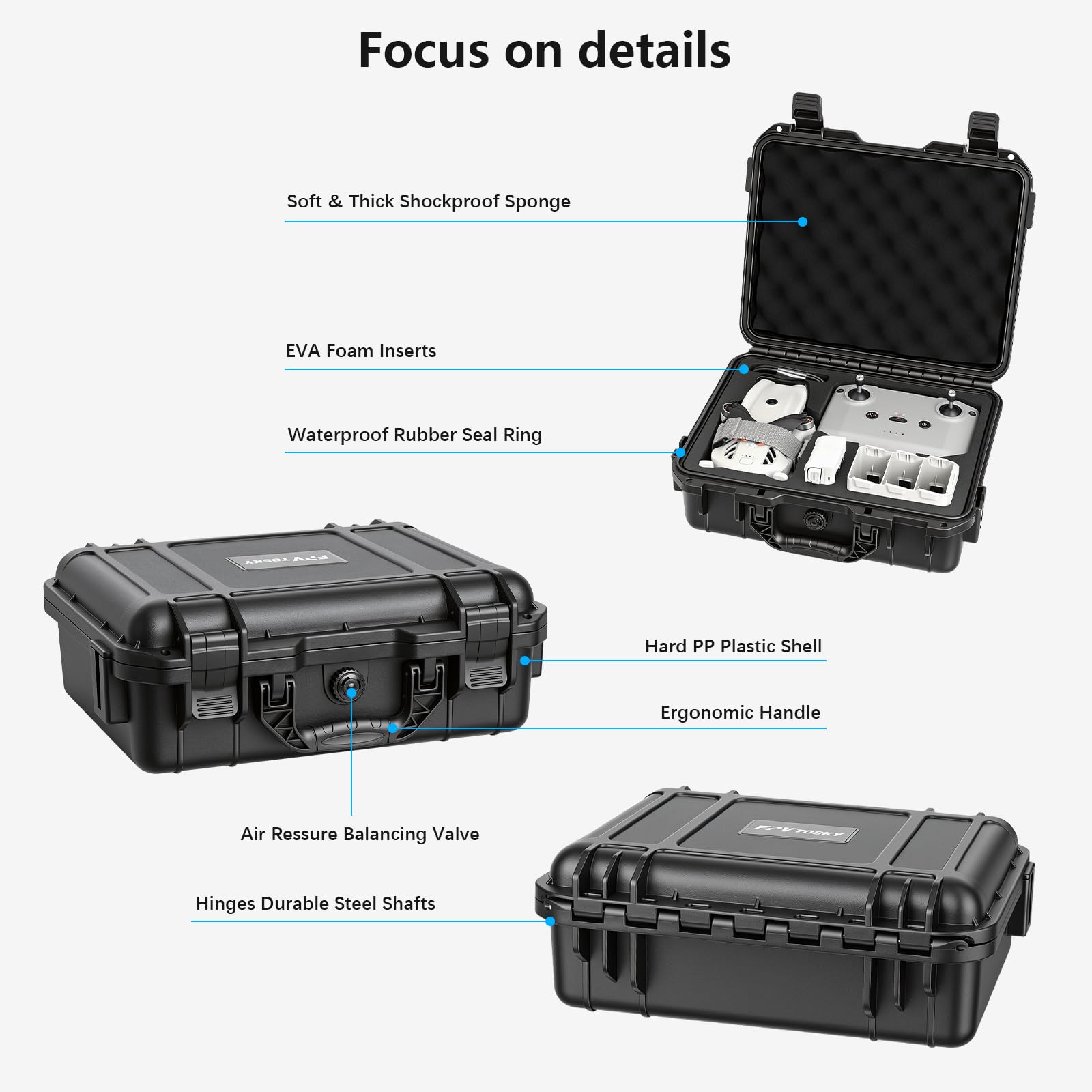 FPVtosky Twarde etui do Lito 1, futerał do DJI Lito 1, kompatybilny z RC-N3, baterią, koncentratorem ładowarki i innymi akcesoriami [TYLKO OBUDOW]