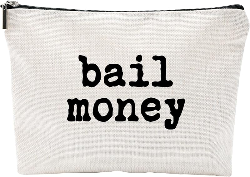 Necessaire de maquiagem ZUYUROU Bail Money em linho com zíper, estampa frente e verso, modelo BG33