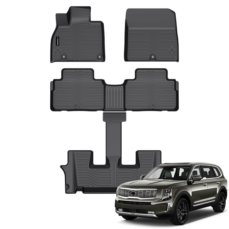 Tapetes automotivos em TPE para Kia Telluride 2020–2025 AUXKO, pretos, encaixe específico, 4 peças