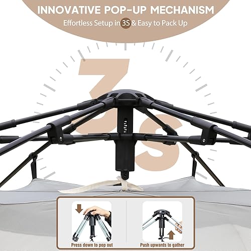 Miniatura 2 de Chihee Tiendas de campaña emergentes de pie, tienda de campaña familiar con toldo, porche, refugio al aire libre para 3 personas con sala de