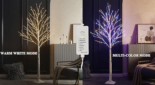 Miniatura 4 de Birchlitland Árbol de Halloween con luces, 150 luces de hadas naranjas, 4TF Tell Black Glitter Tree Lights Pull in para decoración de fiesta de