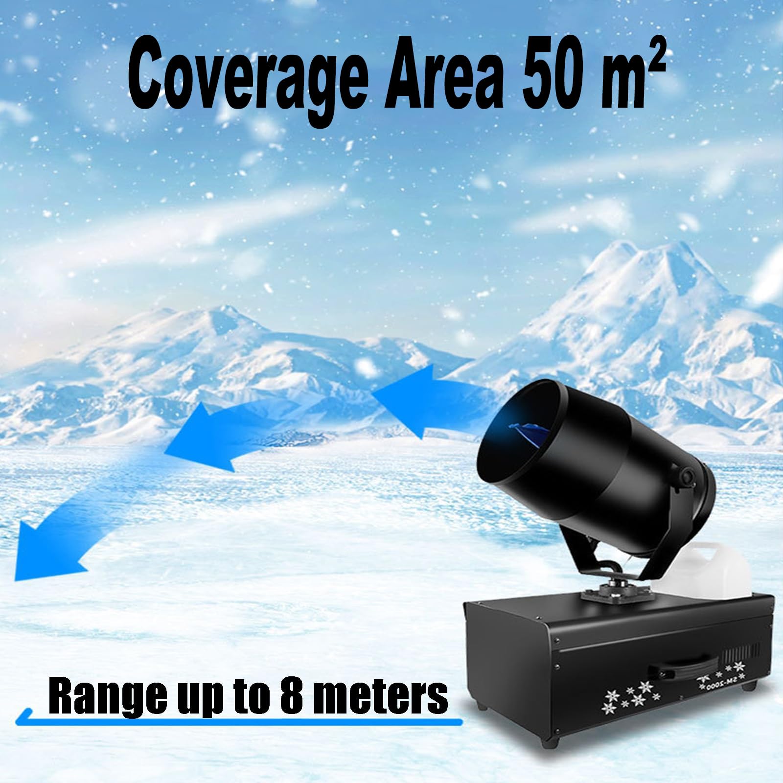 Máquinas de Nieve para Exteriores, máquina de Copo de Nieve con Cabezal agitador de 2000 W con Control Remoto inalámbrico, ángulo Ajustable de 120°, máquina Profesional de pulverización de Copo de