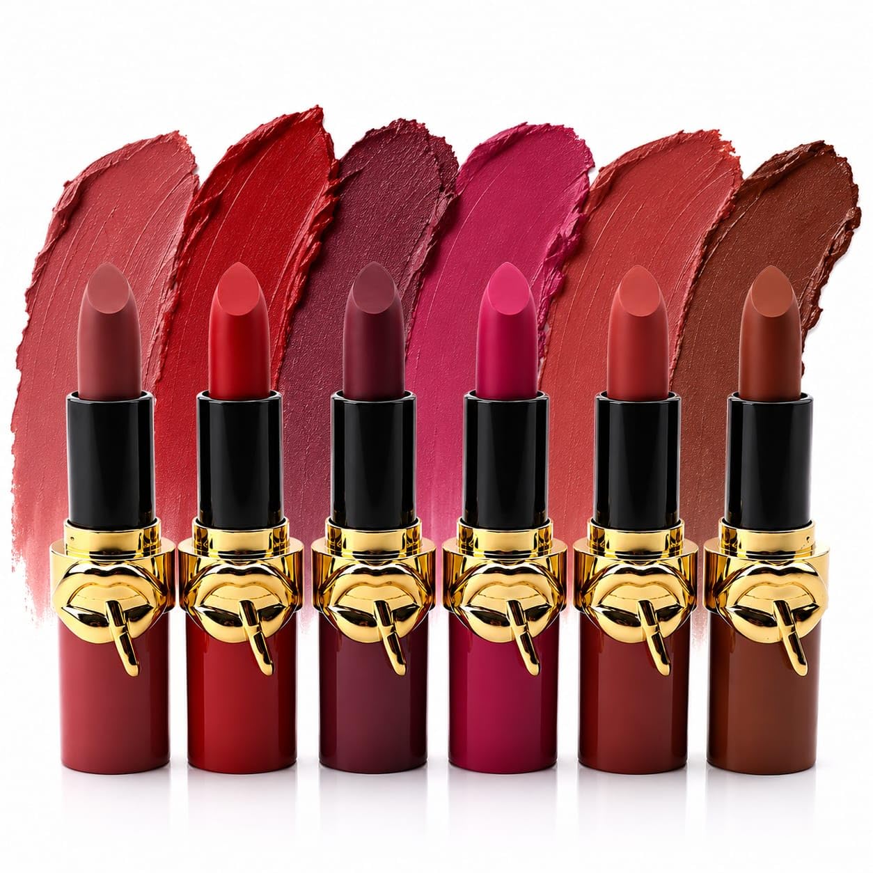 OB Ocean Beauty Lipstick Combo Set Multi Color Lip | Matte Lip Crayon with Smooth Soft Touch Creamy Smooth Texture | Smudgeproof Long Lasting Multicolor Red Pink Nude Brown Shade Highly Pigmented & Waterproof Pencil | Non-Drying Transfer Lightweight Lipsticks for Girl Women (Pack of 6)-image-35