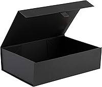 Vista 1 de Purple Q Crafts Caja de Regalo Rígida Acanalada Negra con Tapa de Cierre Magnético 14" x 9" x 4" Cajas de Favor Rectangulares con Elegante Acabado
