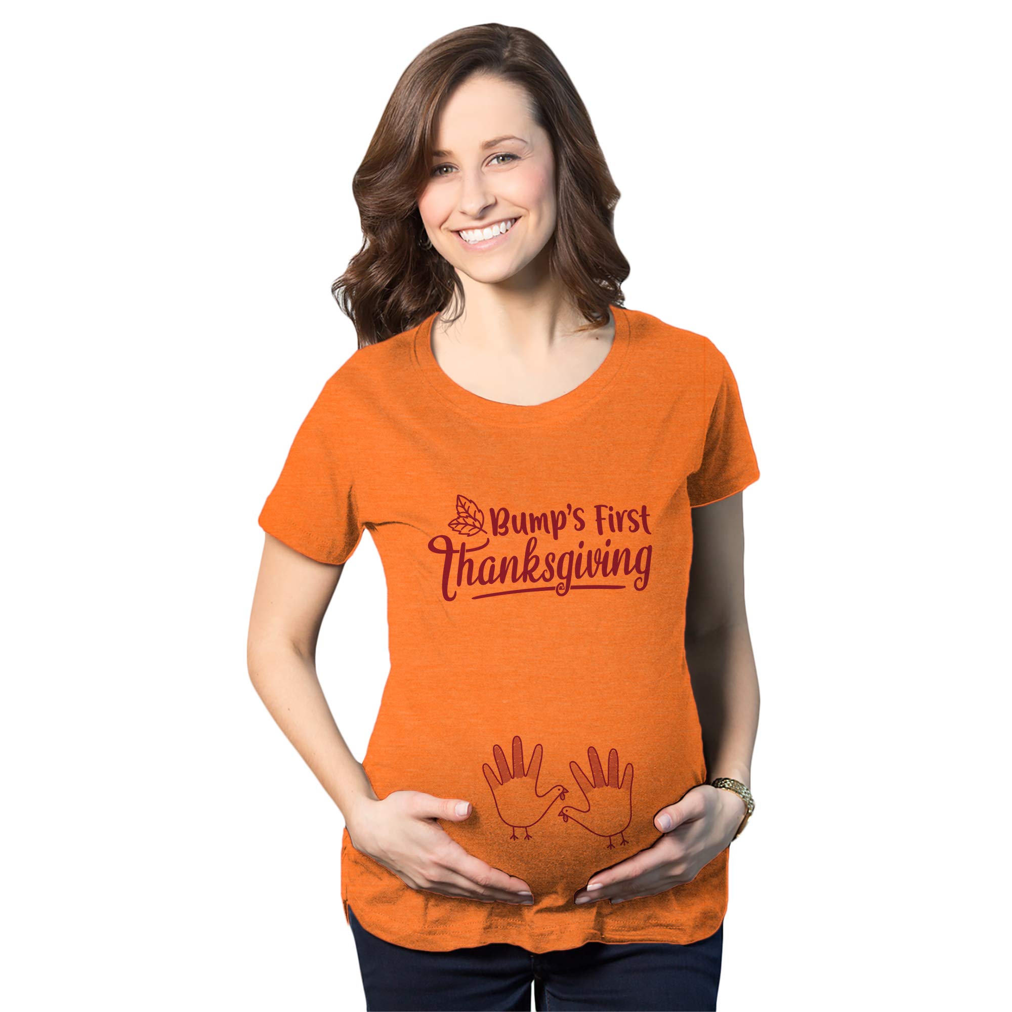 Crazy Dog TshirtsMaternity Bump's First Thanksgiving Tshirt Cute Funny Turkey Day Pregnancy Tee