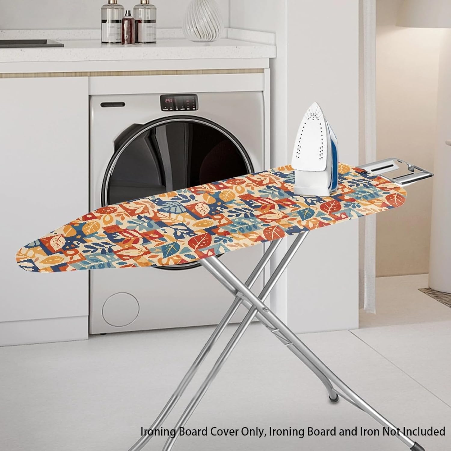Flowers Ironing Board Cover,16"x55" Standard Ironing Board Cover with Elastic Edge and Hook and Loop Fasteners, Scorch & Stain Resistant, Polyester Home Ironing Board Covers, Graffiti Floral