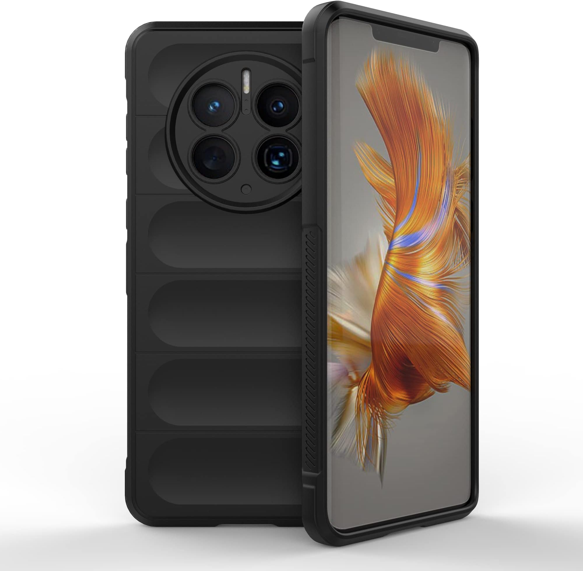 Liquid Silicone Case for Huawei Mate 50 Pro with Anti-Germ Protection, Anti-Scratch Soft Microfiber Lining, High Resilience Gel Rubber Full Body Shockproof Cover, Black