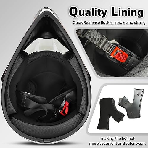 Miniatura 4 de Cascos de motocross para jóvenes, aprobados por el DOT, para niños, ATV, todoterreno, cuatro ruedas, cascos de motocicleta BMX (guantes de