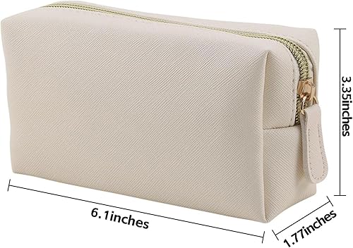 Miniatura 2 de Bolsa de maquillaje de cuero Apooliy para bolso de viaje, organizador de cosméticos portátil pequeño para mujeres y niñas, bolsa de maquillaje con