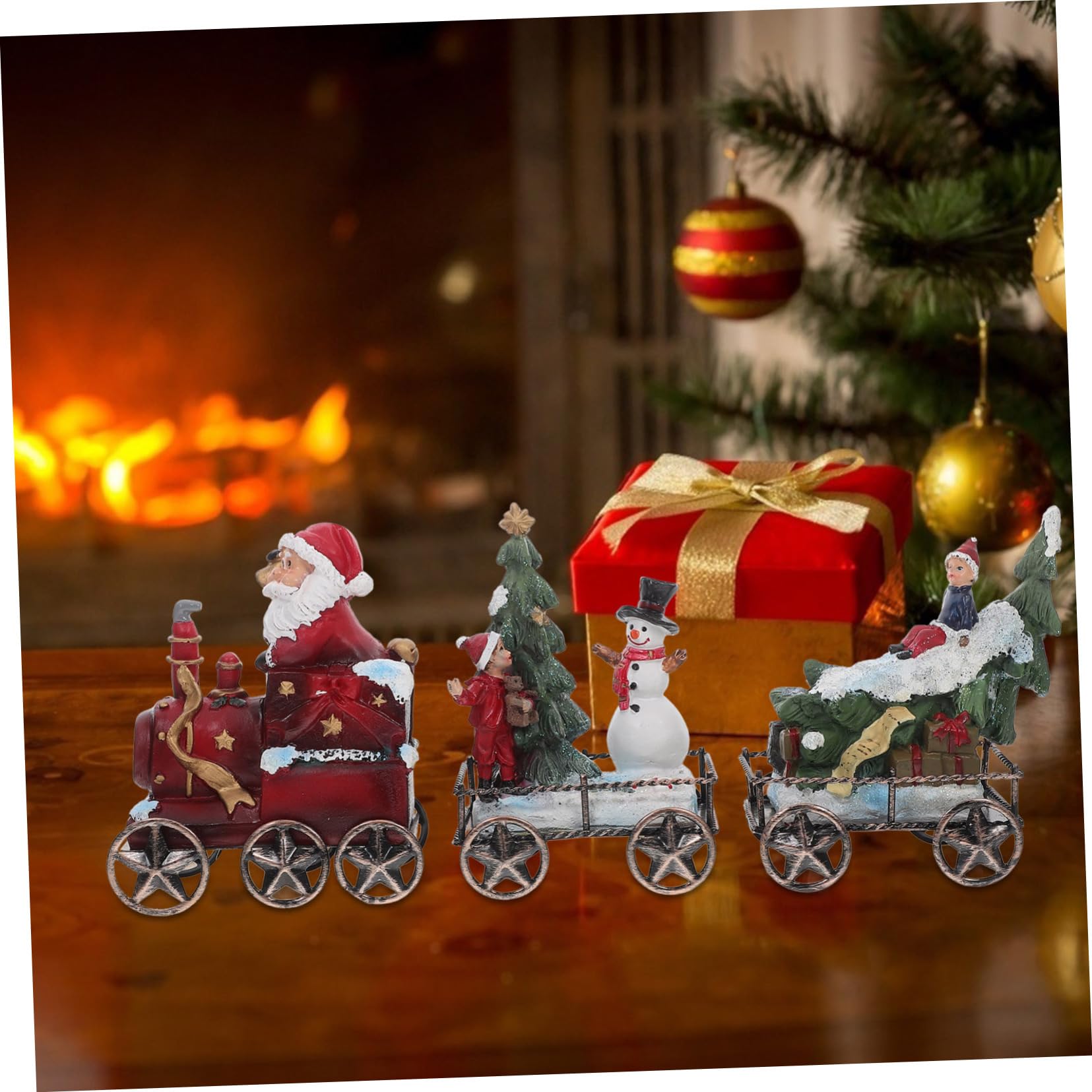3 Piezas Decoraciones Navideñas Tren De Escritorio De Resina Juego De Decoración De Mesa Adorno De Tren Decoración Festiva De Escritorio para Fiestas Navideñas