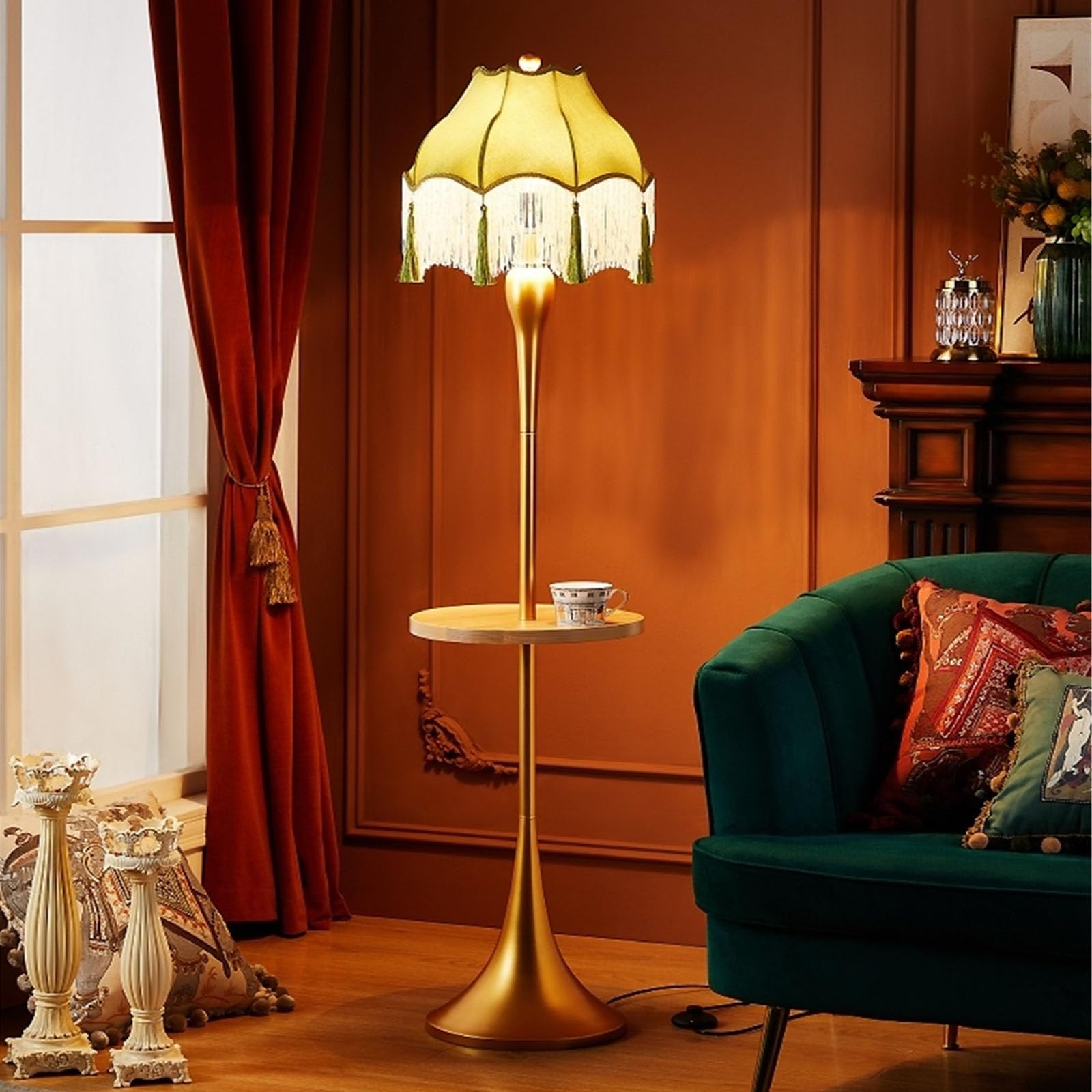 desk lamp Lampa podłogowa Lampy do salonu z drewnianą tacą, rustykalna lampa podłogowa do salonu Czytelnia Rodzina Sypialnia Domowa lampa stojąca table lamp