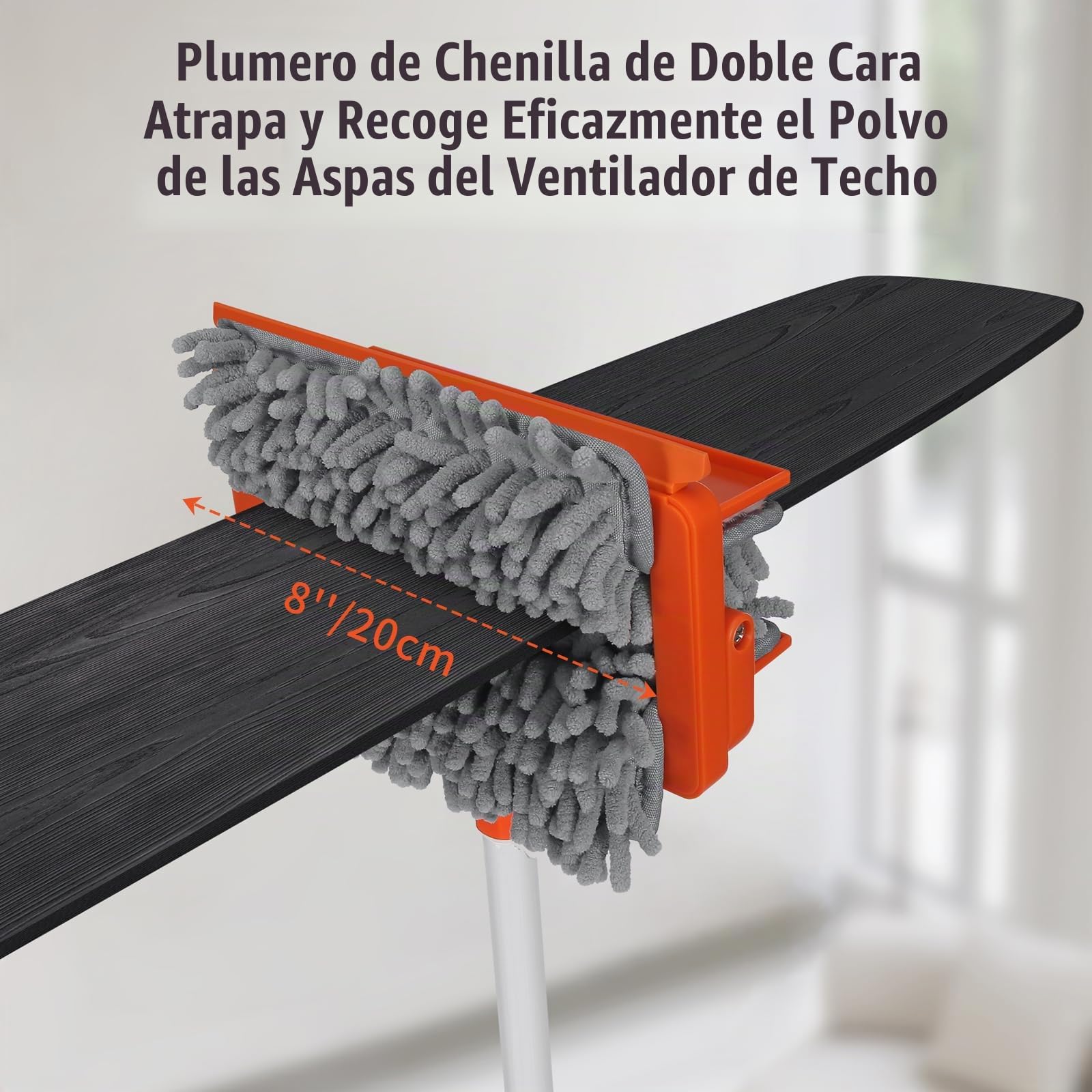 Qaestfy Limpiador de Ventilador de Techo Mopa para Limpiar Azulejos y Paredes Mango Largo 159CM Mopas de Limpieza Suelos 4 Trapeadores Reutilizables de Chenilla y Microfibra