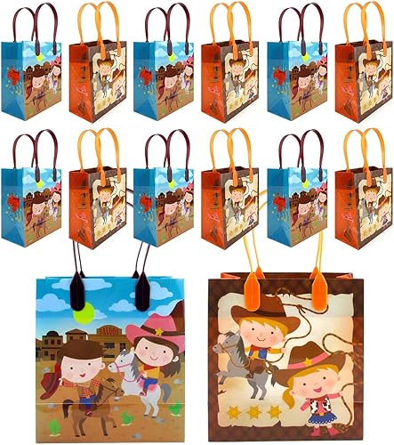 TINYMILLS Bolsas de regalo de fiesta con temática de vaquera occidental, 12 unidades