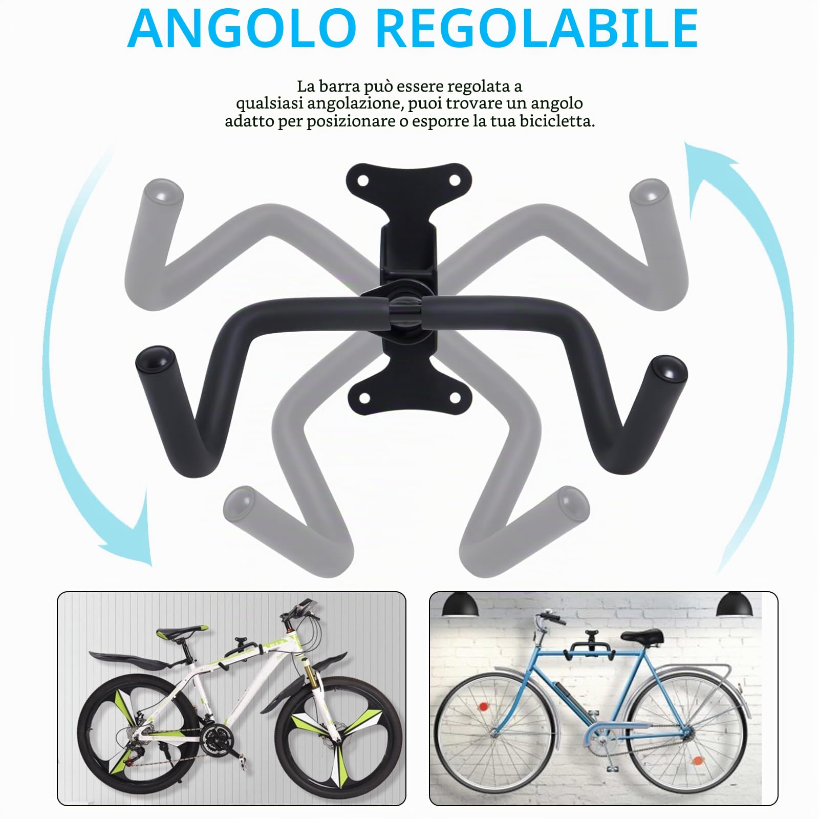 Supporto da Parete Pieghevole per Biciclette da Strada, Montagna e Ibride - 2 Pezzi Poweka
