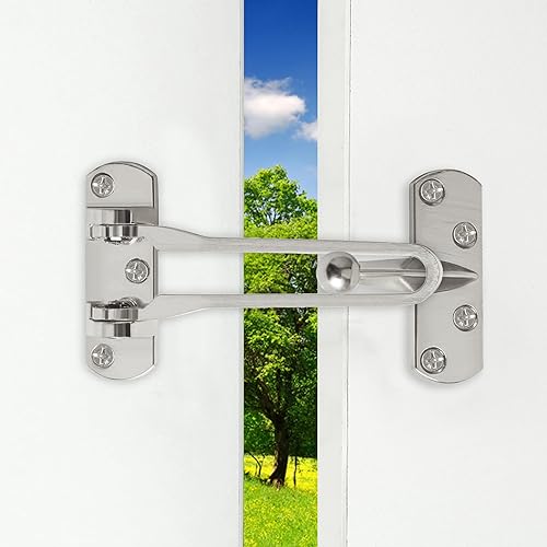 Miniatura 10 de Alise Protector de puerta de barra oscilante, cerradura de pestillo de puerta para puertas delanteras e interiores, pestillo de seguridad de puerta