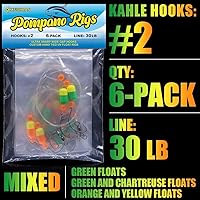 Vista 7 de Aparejos Pompano para Pesca de Surf en Agua Salada con Gancho de Doble Círculo y Espacio Amplio - Juego de 6 Accesorios de Pesca de Surf