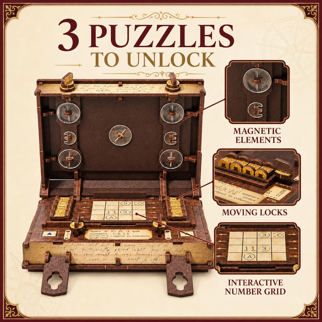 WOODEN.CITY Magiczne pudełko z książką ucieczki, drewniane puzzle 3D dla dorosłych
