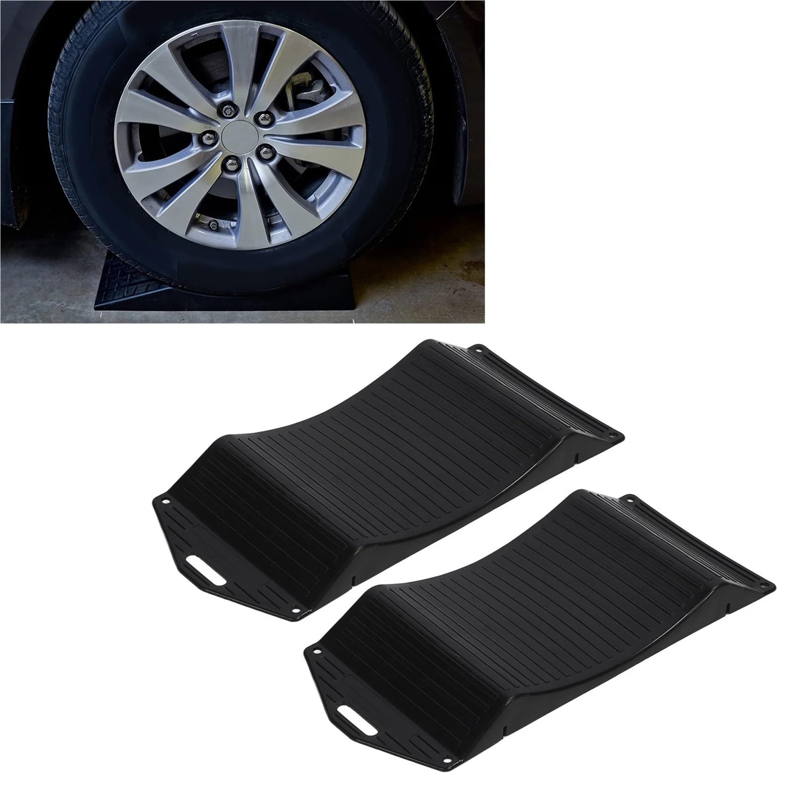 Auffahrkeile für Wohnmobil 2 stücke Auto Reifen Rad Rampen Proof Heavy Duty Einfache Verwendung Saver for RV Zubehör(17.48x7.67x1.37in)