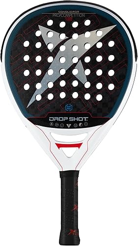 JMD Drop Shot Conqueror 12L - Pala de pádel con absorción de impactos, gran control y potencia profesional Padel 2024, color blanco