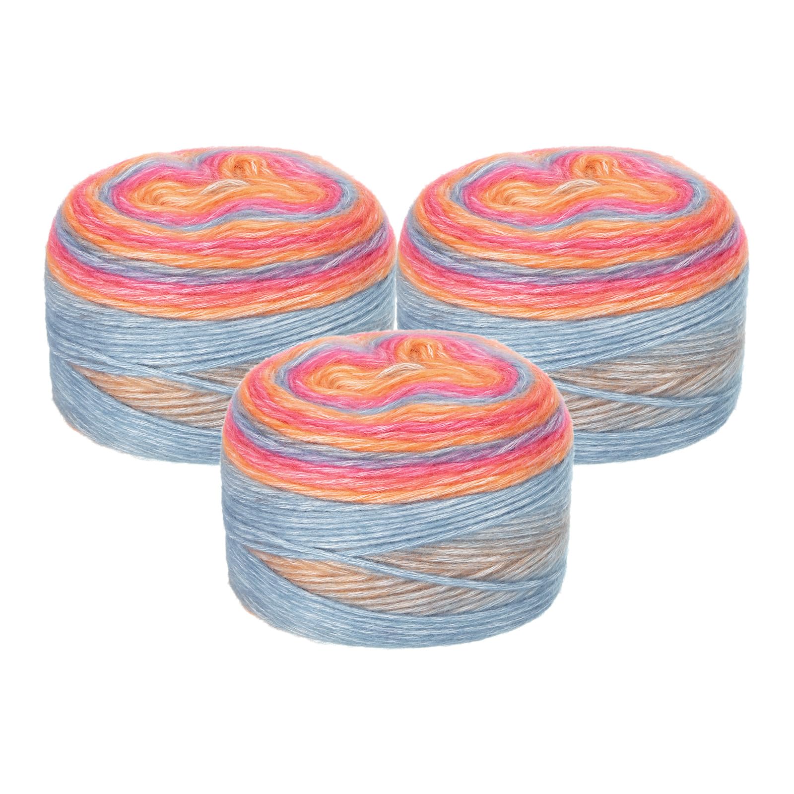 uxcell 3Pcs 100g Gradient Cake Cotton Yarns