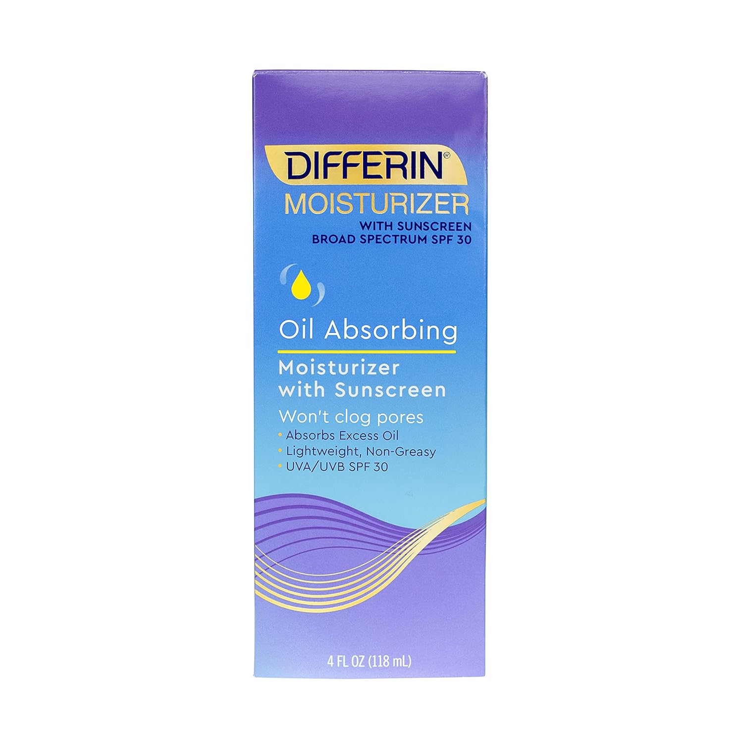 Differin Oil Absorbing Moisturizer with SPF 30, Sunscreen for Face by the makers of Differin Gel, Gentle Skin Care for Acne Prone Sensitive Skin, 4 oz (Packaging May Vary)