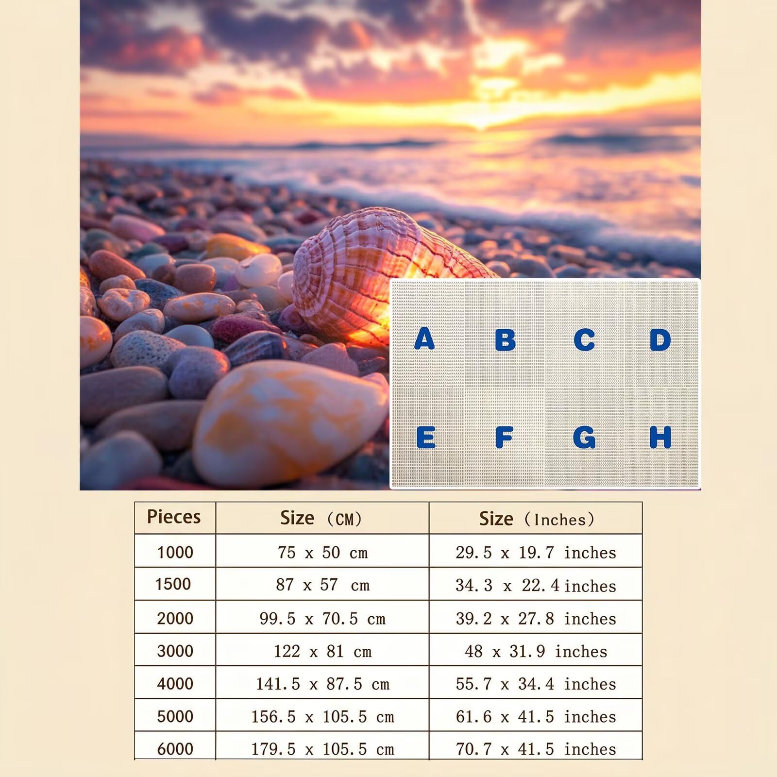 Puzzle 4000 Pezzi Classici, Puzzle spiaggia conchiglia 141 x 87 cm, Gioco Educativo e Antistress in Legno con Poster Incluso, Ttività DIY per Famiglia, Regalo per Appassionati, Decor Parete, f0-268