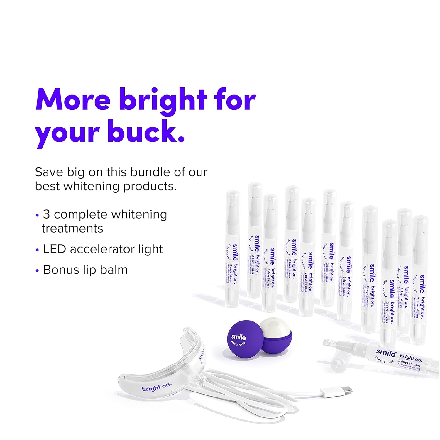SmileDirectClub Mega Whitening Bundle – 3 Complete Premium Teeth Whitening Gel Treatments, 1 LED Teeth Whitening Light, SmileDirectClub Lip Balm : Health & Household