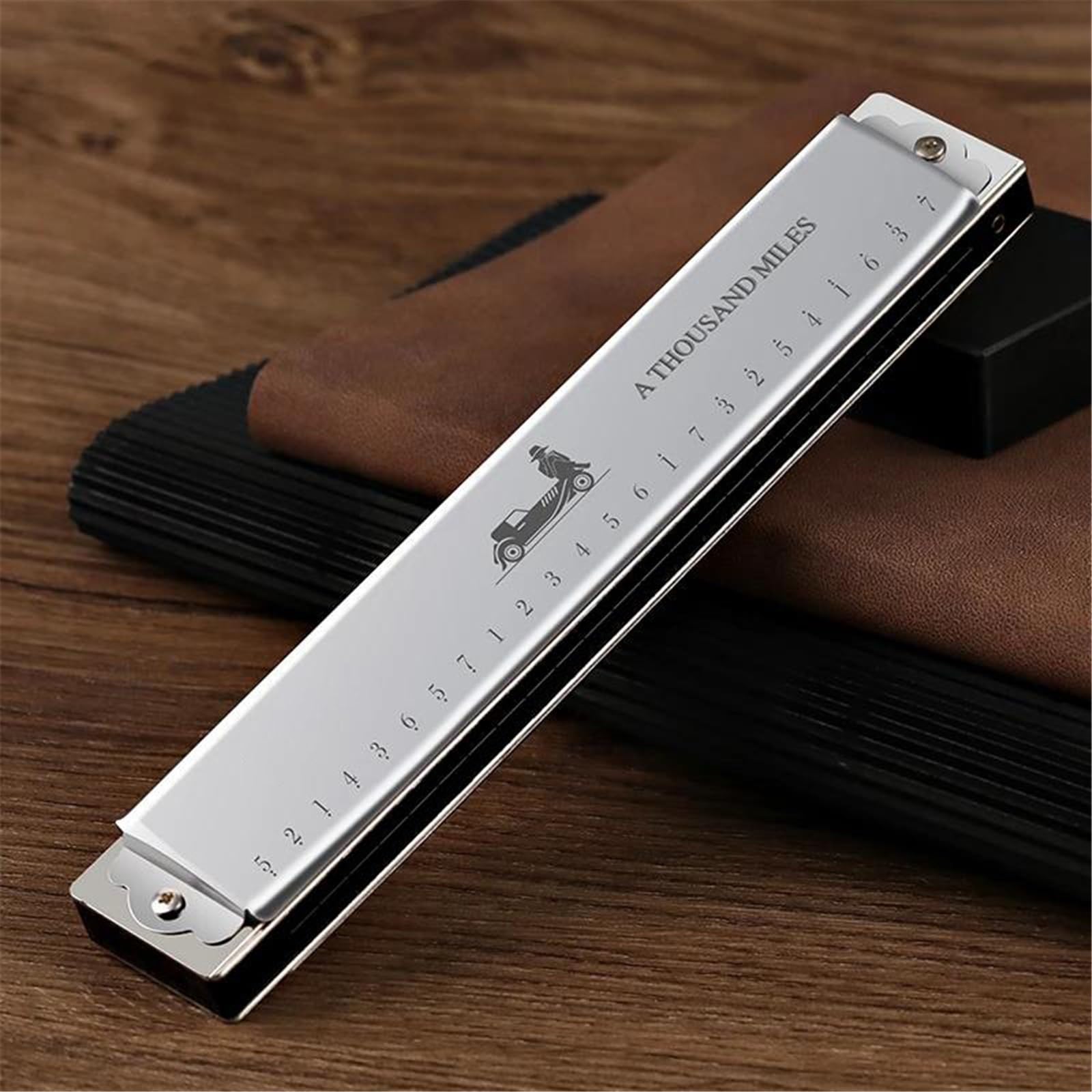 per Adulti Armonica Armonica A 24 Fori Tremolo Armonica A Chiave C Armonica A Bocca Polifonia Armonica A Bocca con Scatola per Principianti Adulti Professionale(Silver)