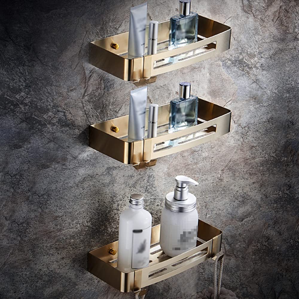 LUUYYI Multifunctional Corner Shower Caddy Bathroom Shelf Nordic Brushedd Organizer Floating Shelves Wall Mounted Shower Rack Kitchen Shelves